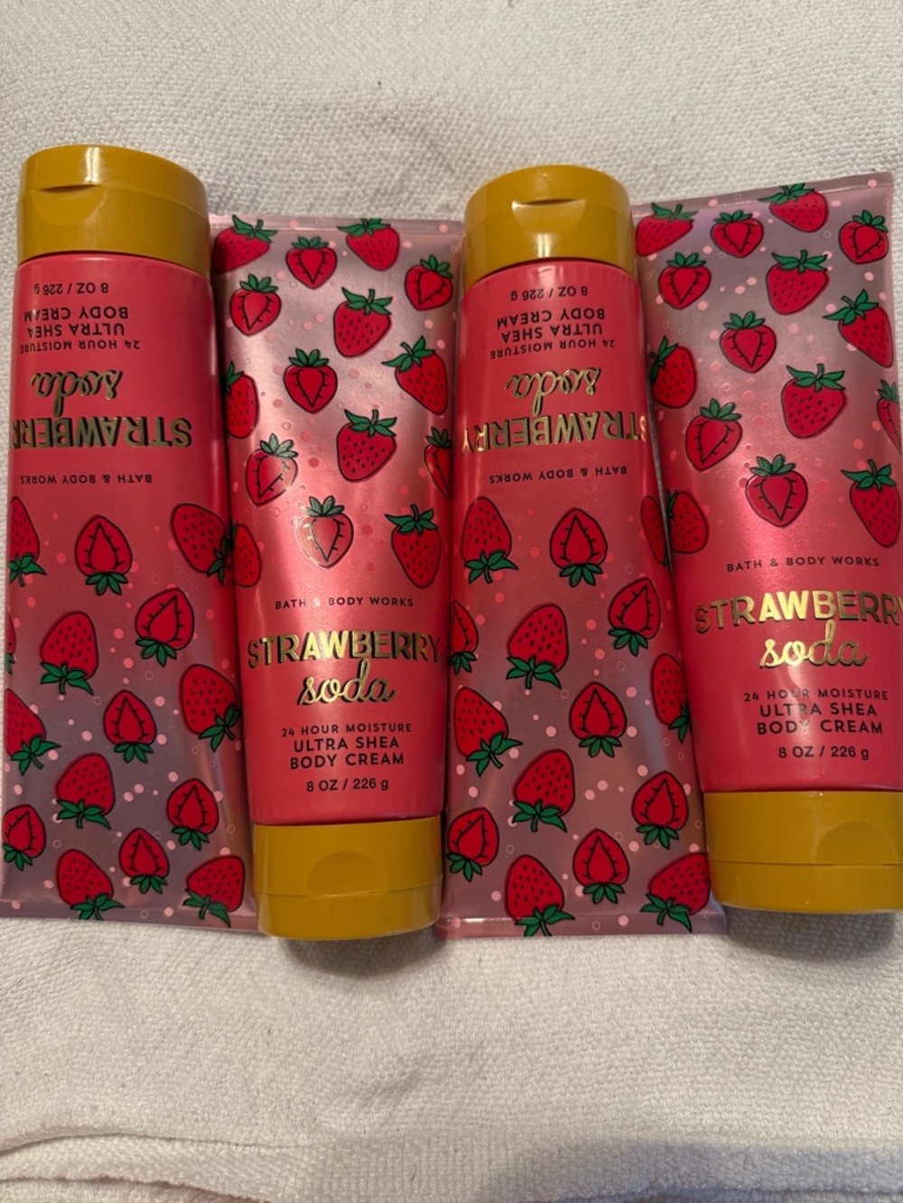 Bath & Body Works Strawberry Soda Ultra Shea Body Cream - Pink & Yellow
